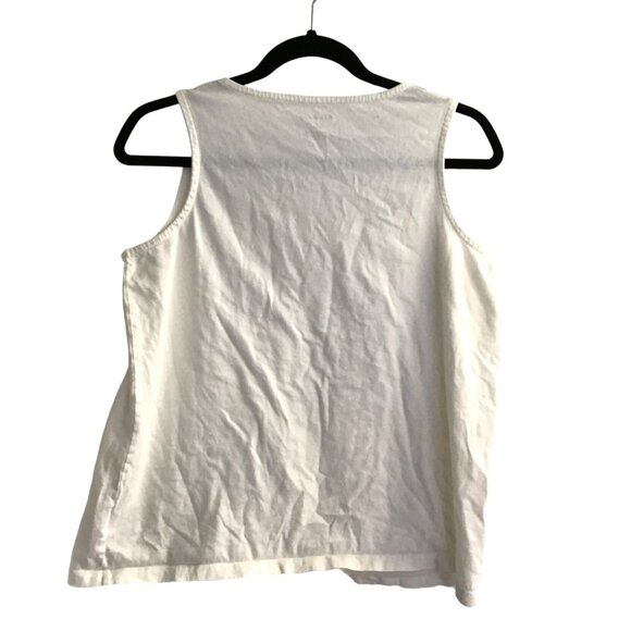 White Stag Womens Medium White Sleeveless Cotton Top With Embroidered Neckline - Picture 2 of 5